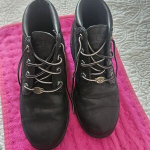 Timberland Black Leather Lace-Up Boots